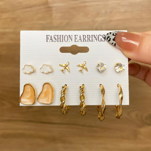9 pair cute fruit rope tassel earrings set