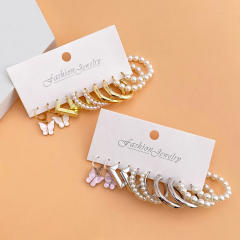 Hot sale concise color acrylic c shape earrings set