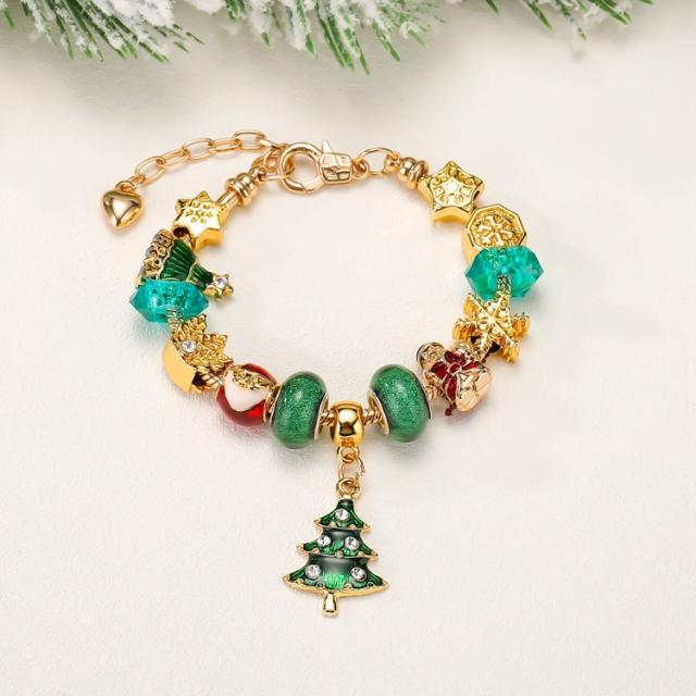 Green color series christmas diy bracelet