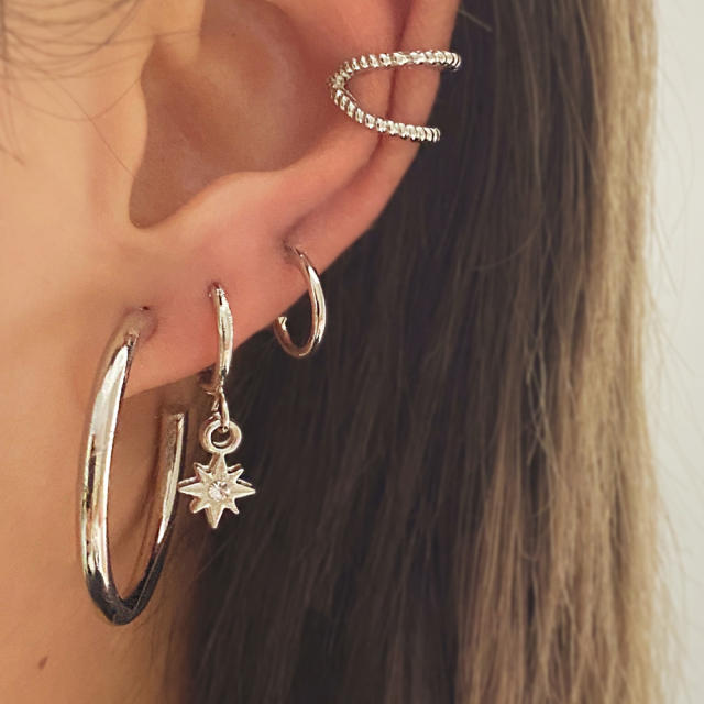 Tassel butterfly leaf ear cuff set