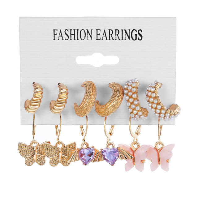 9 pair cute fruit rope tassel earrings set