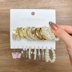 Hot sale concise color acrylic c shape earrings set