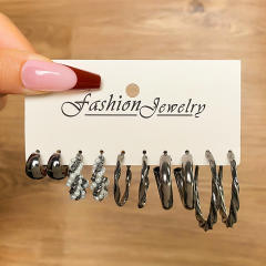 Hot sale concise color acrylic c shape earrings set