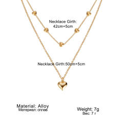 Two layer gold color heart necklace