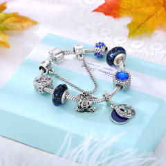 Sapphire blue crystal beads diy bracelet
