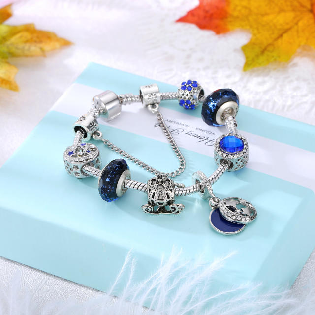 Sapphire blue crystal beads diy bracelet