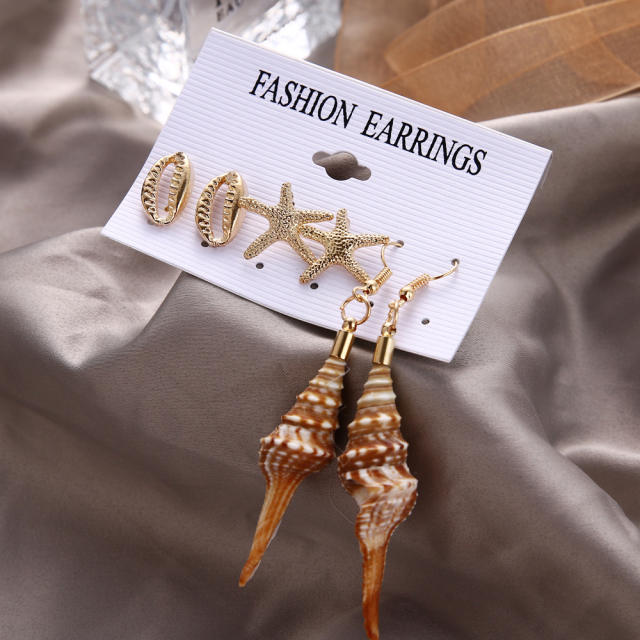 6pair Ocean trend shell theme earrings set