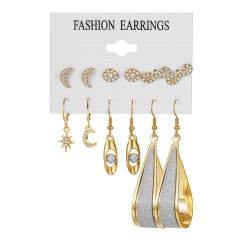 Creative metal hollow leaf earrings set