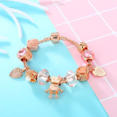 Rose gold color cute robot diy bracelet