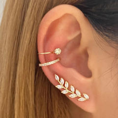 Tassel butterfly leaf ear cuff set
