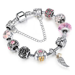 Sweet pink color crystal beads diy bracelet