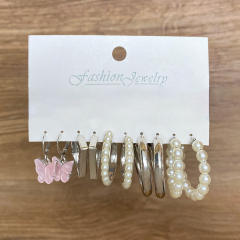 Hot sale concise color acrylic c shape earrings set