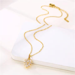 Fashionable diamond leaf pendant necklace