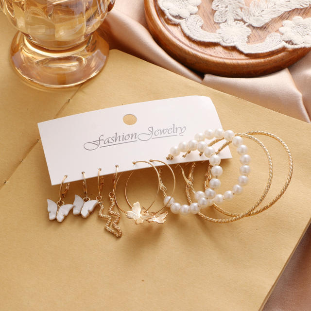 Creative concise arcylic butterfly earrings set