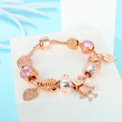 Rose gold color cute robot diy bracelet