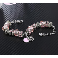 Classic pink color crystal beads diy bracelet