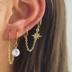 Tassel butterfly leaf ear cuff set