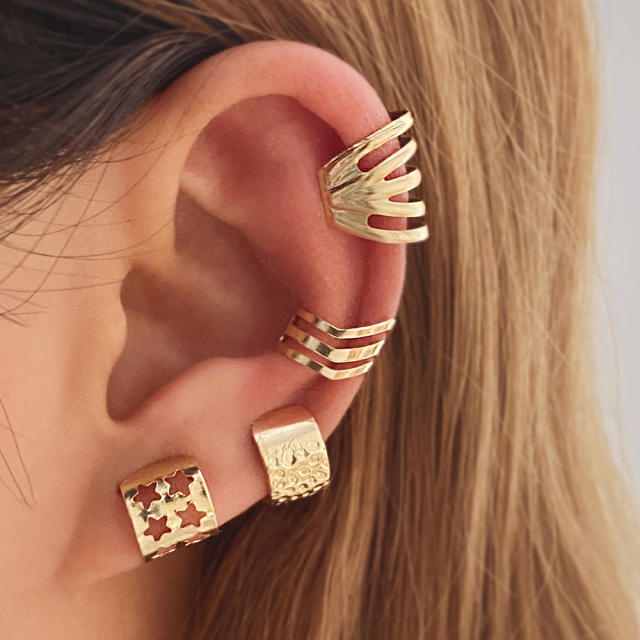 Tassel butterfly leaf ear cuff set