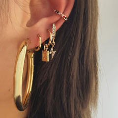 Tassel butterfly leaf ear cuff set