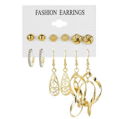 Creative metal hollow leaf earrings set