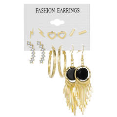 Creative metal hollow leaf earrings set