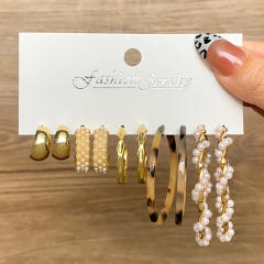 Hot sale concise color acrylic c shape earrings set