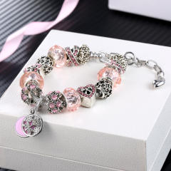 Classic pink color crystal beads diy bracelet
