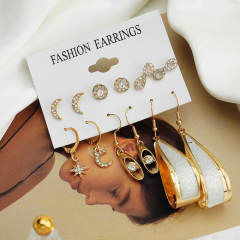 Creative metal hollow leaf earrings set