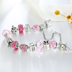Sweet pink color crystal beads diy bracelet