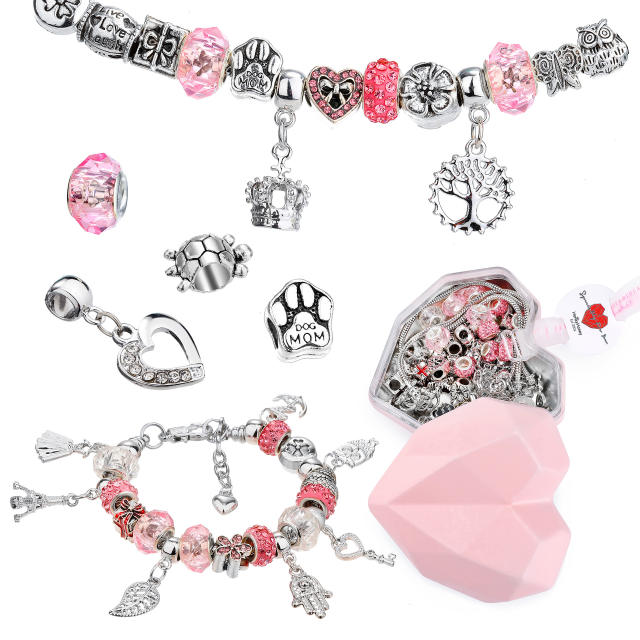 56pcs heart shape gift bag diy bracelet set for kids