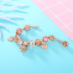 Rose gold color cute robot diy bracelet