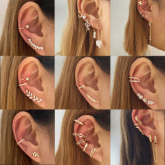 Tassel butterfly leaf ear cuff set