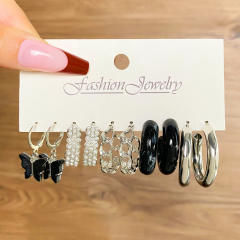 Hot sale concise color acrylic c shape earrings set