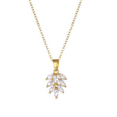 Fashionable diamond leaf pendant necklace