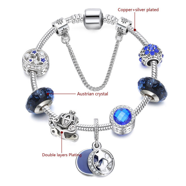 Sapphire blue crystal beads diy bracelet