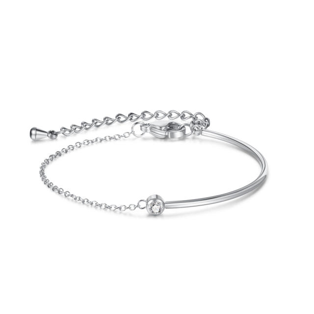 Concise diamond dainty stainless steel bracelet