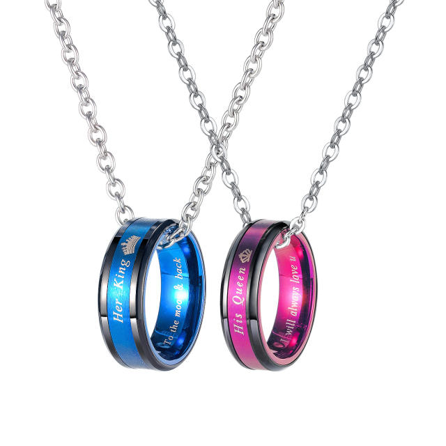 Colorful circle pendant stainless steel necklace