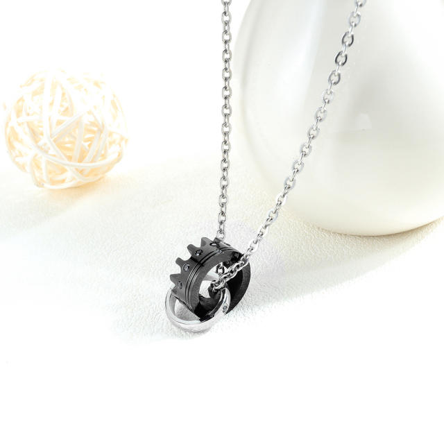 His Queen Her King stainless steel necklace couple necklace