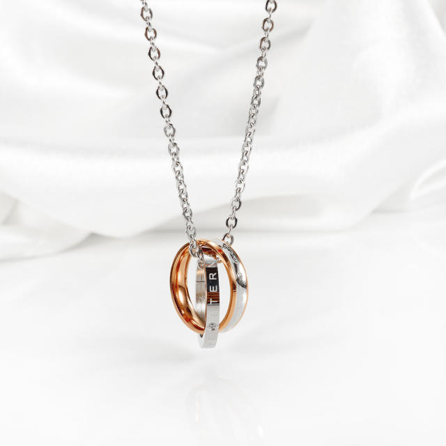 INS vintage circle stainless steel necklace couple necklace