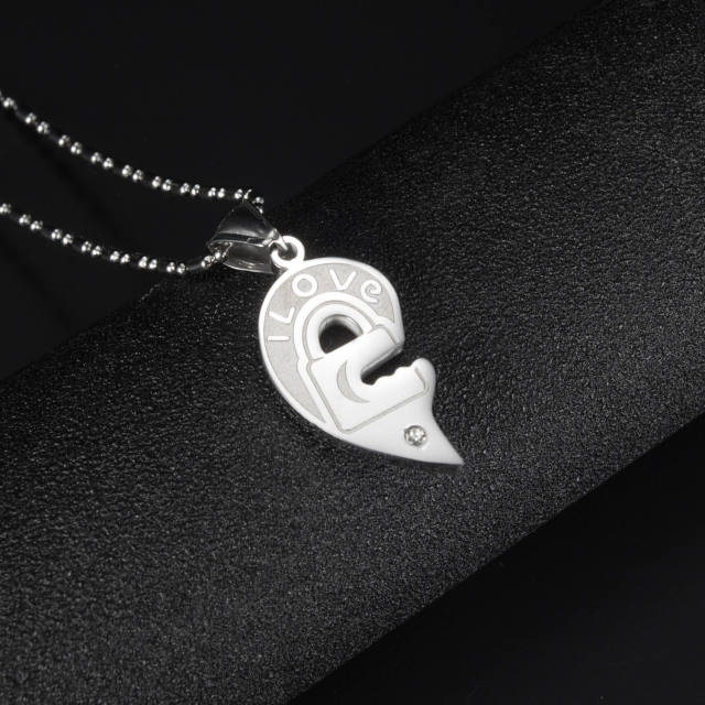 Korean fashion key lock matching stainless steel necklace