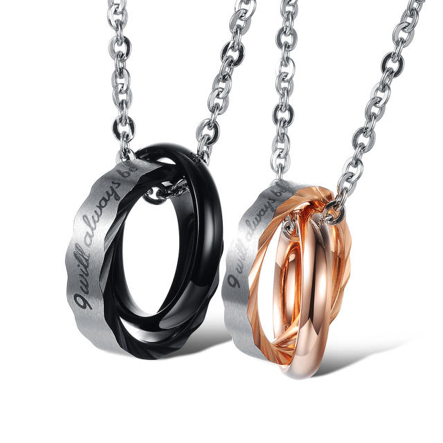 Classic circle pendant stainless steel necklace couple necklace