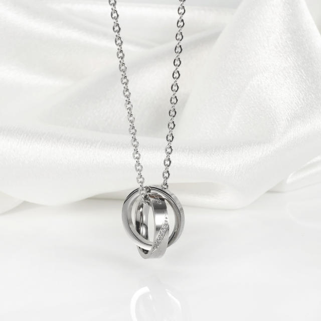 Silver color popular circle stainless steel necklace couple necklace