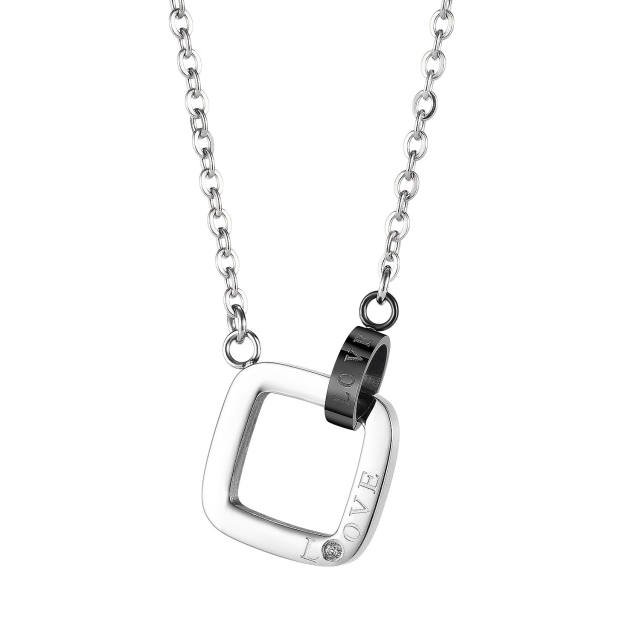 Korean fashion geometric square stainless steel necklace