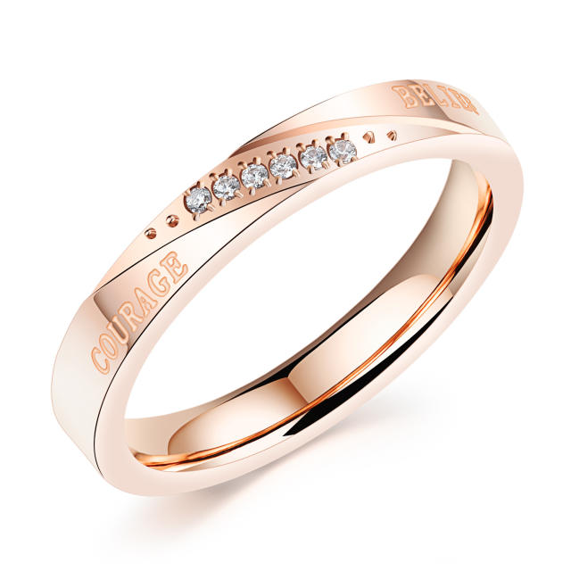 Concise diamond stainless steel ring bands