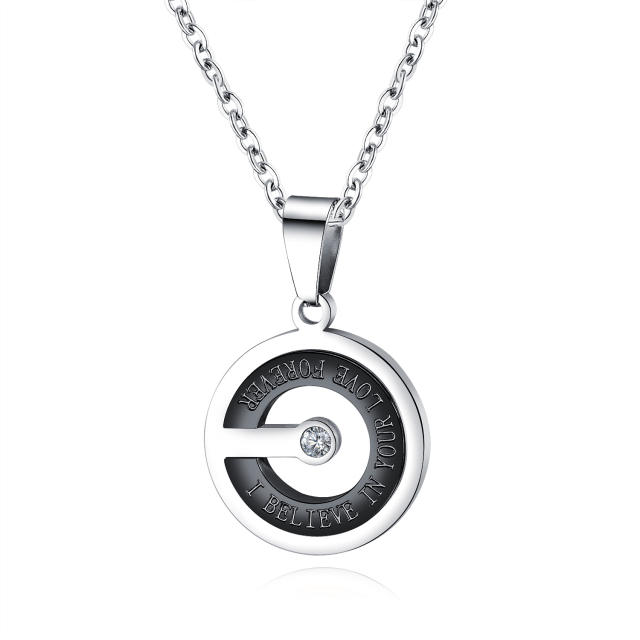 Concise hollow pendant stainless steel necklace