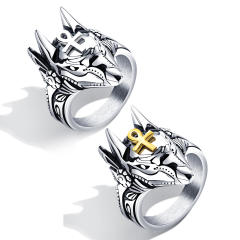 Vintage wolf head stainless steel rings for men