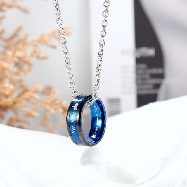 Colorful circle pendant stainless steel necklace