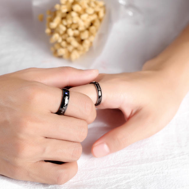 Her king His Queen color diamond crown stainless steel rings couple rings