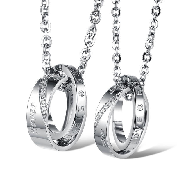 Silver color popular circle stainless steel necklace couple necklace