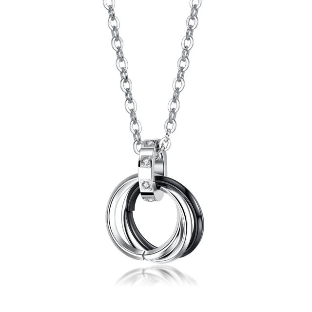 Color three circle twist stainless steel necklace